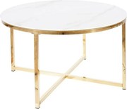 Tavolino da caffè Salma effetto marmo bianco/oro - H45 cm