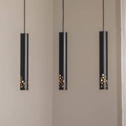 Luminex Lampada a sospensione Tibia, a 3 luci, lunga, nera, acciaio, GU10