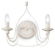 Applique Shabby Chic-Provenzale Corte Metallo Bianco 2 Luci E14