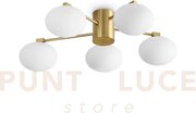 Hermes plafoniera 5 luci attacco g9 ottone lampadine incluse 60cm