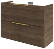 Mobile da bagno sospeso sotto lavabo L 90 x H 64 x P 35 cm noce lucido, 2 cassetti SENSEA Neo Frame