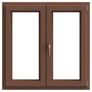 Finestra in PVC rovere dorato L 120 x H 120 cm, 2 ante apertura a destra