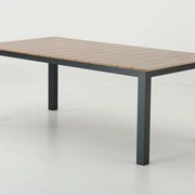 Tavolo da pranzo per giardino Capri in alluminio con piano in polywood marrone per 6 persone 200x100cm