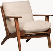 Poltrona in legno di acacia e bouclé Houston