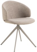 NELA Beige Caffelatte (tessuto Monza 60)/gambe beige - MODERNA SEDIA BOUCLÉ GIREVOLE PER SOGGIORNO/SALA DA PRANZO/UFFICIO BOHO