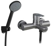 Miscelatore vasca nichel nero satinato con duplex e kit doccia serie Lizzy
