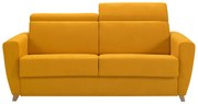 Divano letto 3 posti con poggiatesta regolabili giallo con materasso 13 cm GOYA