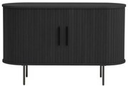 Cassettiera nera con effetto rovere con ante scorrevoli 120x76x45 cm Nola – Unique Furniture