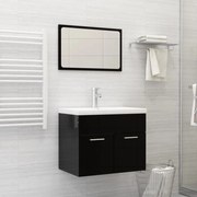 Set mobili da bagno nero lucido in truciolato