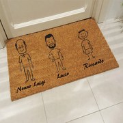 Zerbino famiglia con nonno in cocco naturale personalizzato cm 80x50