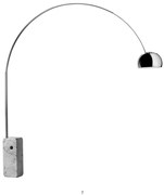 Flos Arco Lampada alogena da pavimento a luce diretta 240 cm con base in Marmo di Carrara Bianco