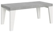 Tavolo allungabile 90x180/284 cm Naxy Mix piano Cemento - gambe Bianco Frassino