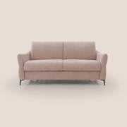 Dalia divano letto con materasso H18 cm e piedi alti in raffinato tessuto smacchiabile T17 rosa