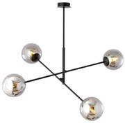 Lampadario a Sospensione in Acciaio e Vetro LINEAR 4 Nero 4xE14 Colore delle Sfere Grafite