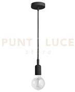 Gso071- pendente flute cavo in stoffa e rosone nero 1 luce attacco ...