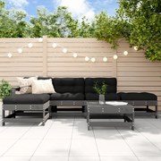 Set divani da giardino 6pz con cuscini in legno massello grigio