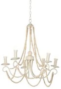 Lampadario Home ESPRIT Bianco Marrone Chiaro Legno Metallo 25 W 60 x 53 x 55 cm