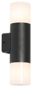 Lampada da parete per esterni nera con diffusore opale 2 luci IP44 - Odense