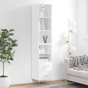 Credenza 34,5x34x180 cm in legno multistrato bianco lucido