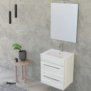 Mobile Bagno Sospeso "Unit One" Da 55 Cm Composto Da Due Cassetti Finitura White Elm