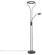 Lampada da terra moderna nera con braccio di lettura incl. LED e dimmer - Divo