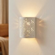 Applique da Parete E14 Curva in Gesso Pitturabile Traforato