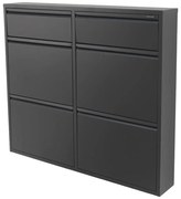 Scarpiera nera in metallo con ante ribaltabili 98x86x15 cm Billy – Spinder Design