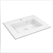 Lavabo integrale d'appoggio bacino al centro rettangolare Neo L 61 x H 11.2 x P 49 cm in ceramica bianco