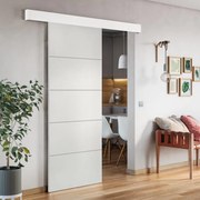 Porta scorrevole Fourlines in mdf bianco, L 93 x H 212 cm, con binario Atelier bianco Reversibile