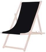 Lettino da giardino nero/faggio