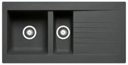 Lavello integrato 1.5 vasche in resina nero DELINIA Scirocco L 50 x L 100 cm