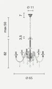 Lampadario sospeso in cristallo ottano dido 6 luci lp.dido-6-ott