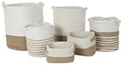 Set di Cestini DKD Home Decor Bianco Cotone Iuta (45 x 45 x 54 cm) (6 Pezzi)