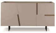 Madia credenza 3 ante inserti teak con scocca Tortora GIRONA con 2 piedini