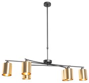 Sospensione moderna nera con oro orientabile 6 luci - Lofty