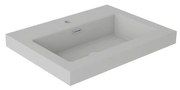 Lavabo da incasso con bordo a vista d'appoggio bacino al centro rettangolare Nantes L 61 x H 6 x P 46 cm in resina grigio