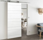Porta scorrevole Ropes in mdf bianco, L 93 x H 212 cm, con binario Loft Alluminio Reversibile