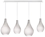 Sospensione Contemporanea Drop Metallo Bianco Vetro Grigio 4 Luci E14