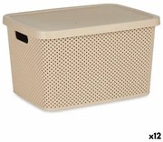 Scatola portaoggetti con coperchio Beige Plastica 19 L 28 x 22 x 39 cm (12 Unità)