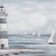 Dipinto su tela Faro vela, blu 120 x 60 cm