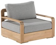 Poltrona da giardino con cuscino grigio e braccioli Baelo NATERIAL, struttura in teak marrone seduta in teak grigio, L 89 x H 62 x P 79 cm