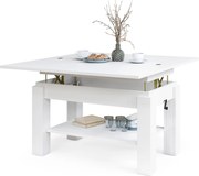 BRAWO Bianco - TAVOLINO DA CAFFÈ CON PIANO ALLUNGABILE E SOLLEVABILE TAVOLO TRASFORMABILE CON RIPIANO