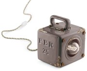 Lumetto Vintage Industrial Cubica Ferro Ceramica Tortora 1 Luce E27