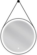 Mexen Reni specchio da bagno retroilluminato, rotondo 60 cm, LED 6000K, antivapore, cornice nera - 9812-060-060-611-70