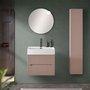 Mobile bagno sospeso cannettato 60 cm rosa con specchio   Bali