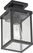 Plafoniera moderna da esterno nera con sensore di movimento e crepuscolare IP44 - Rotterdam