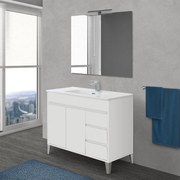 Mobile bagno da terra 100 cm linea Way bianco lucido con specchio e lavabo