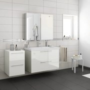 Lavabo a incasso rettangolare doppia vasca Remix L 106 x H 14 x P 49 cm in ceramica bianco lucido