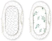 Lenzuolo Sleepee We Care per carrozzine, lettini e culle Pois neri/Eucalipto