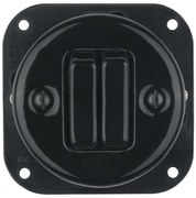 Bohemia-Design - Interruttore doppio in porcellana stile retrò senza cornice n. 5 nero